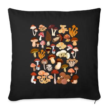 Mushroom hunting - Sofa pillowcase 17,3'' x 17,3'' (45 x 45 cm) - black - Front