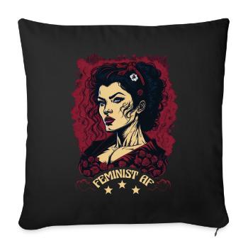 Feminist AF - Sofa pillowcase 17,3'' x 17,3'' (45 x 45 cm) - black - Front