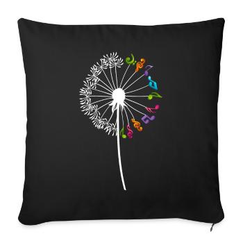Music notes dandelion flower musicians - Sofa pillowcase 17,3'' x 17,3'' (45 x 45 cm) - black - Front