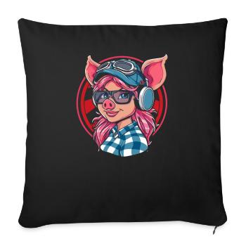 Cute Adorable Anime Pig Girl - Sofa pillowcase 17,3'' x 17,3'' (45 x 45 cm) - black - Front