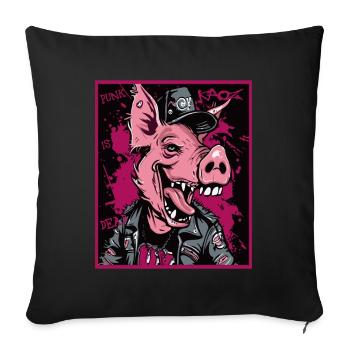 Punk is dead, punk rock pig - Sofa pillowcase 17,3'' x 17,3'' (45 x 45 cm) - black - Front