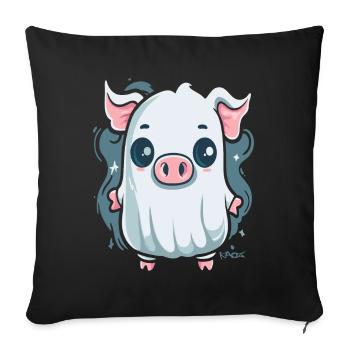 The Little Ghost Pig - Sofa pillowcase 17,3'' x 17,3'' (45 x 45 cm) - black - Front