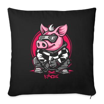 Cool Winter Ski Snowboard Pig - Sofa pillowcase 17,3'' x 17,3'' (45 x 45 cm) - black - Front