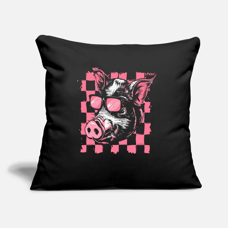 Cochon de drapeau à damier cool Housse de coussin décorative 45 x 45 cm