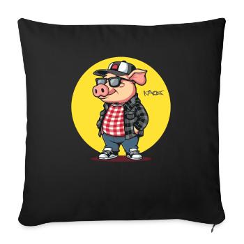 Cool Friday in casual style: Pig - Sofa pillowcase 17,3'' x 17,3'' (45 x 45 cm) - black - Front