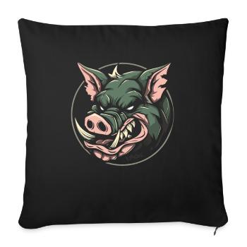 Brutal looking pig, Team Wild Boar - Sofa pillowcase 17,3'' x 17,3'' (45 x 45 cm) - black - Front