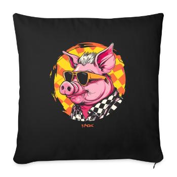 Cool Sunglasses Pig - Sofa pillowcase 17,3'' x 17,3'' (45 x 45 cm) - black - Front