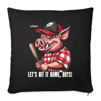 Hit it Home, Homeboys - Baseball Pig - Sofa pillowcase 17,3'' x 17,3'' (45 x 45 cm) - black - Front