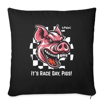 Always Ready for Race, Checkered Flag Pig - Sofa pillowcase 17,3'' x 17,3'' (45 x 45 cm) - black - Front