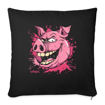 A really mean pig - Sofa pillowcase 17,3'' x 17,3'' (45 x 45 cm) - black - Front