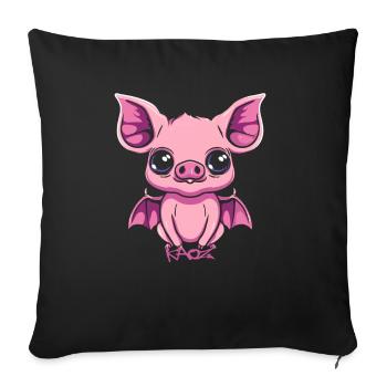 Cute Bat Pig Gargoyle - Sofa pillowcase 17,3'' x 17,3'' (45 x 45 cm) - black - Front