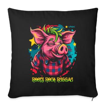 ROOTS ROCK REGGAE cool Jamaica pig - Sofa pillowcase 17,3'' x 17,3'' (45 x 45 cm) - black - Front