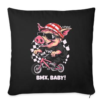 Cyclisme et BMX Rider Pig - Housse de coussin décorative 45 x 45 cm - noir - Devant