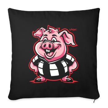 Un cochon rond et potelé surprenant - Housse de coussin décorative 45 x 45 cm - noir - Devant