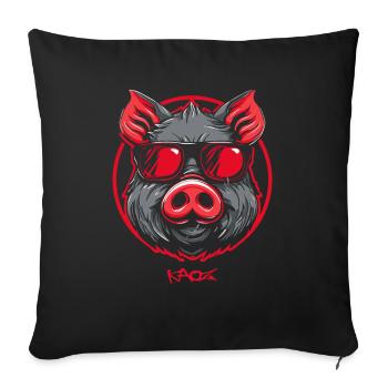 A cool pig with sunglasses - Sofa pillowcase 17,3'' x 17,3'' (45 x 45 cm) - black - Front