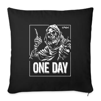 One day, Grim Reaper's warning - Sofa pillowcase 17,3'' x 17,3'' (45 x 45 cm) - black - Front