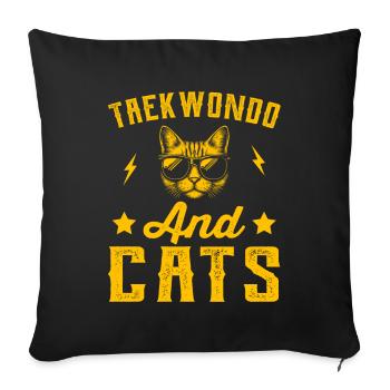 Taekwondo et chats - Housse de coussin décorative 45 x 45 cm - noir - Devant