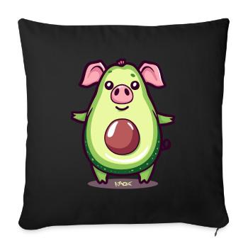 Pigocado, the avocado pig - Sofa pillowcase 17,3'' x 17,3'' (45 x 45 cm) - black - Front