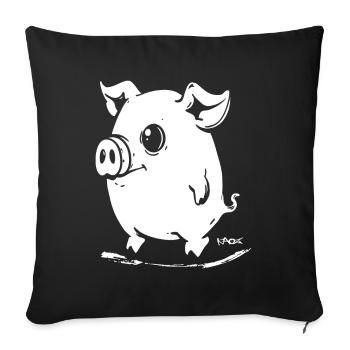 Cochon mignon de dessin animé - Housse de coussin décorative 45 x 45 cm - noir - Devant