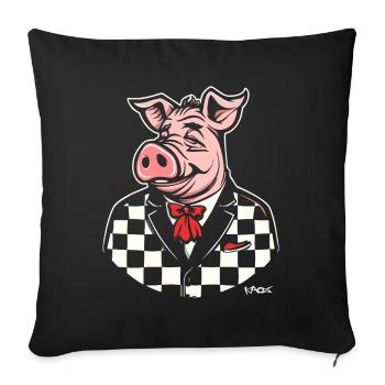 Checker, un cochon potelé dans le style des années 50 - Housse de coussin décorative 45 x 45 cm - noir - Devant