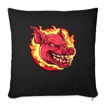 Very intense fireball pig - Sofa pillowcase 17,3'' x 17,3'' (45 x 45 cm) - black - Front