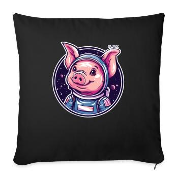 A Funny Space Pig Astronaut - Sofa pillowcase 17,3'' x 17,3'' (45 x 45 cm) - black - Front