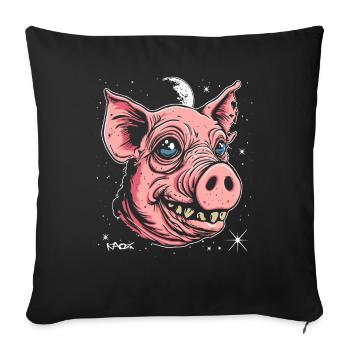 Le bon vieil ami : le cochon de l’espace - Housse de coussin décorative 45 x 45 cm - noir - Devant