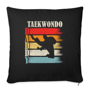 Taekwondo papa - Housse de coussin décorative 45 x 45 cm - noir - Devant
