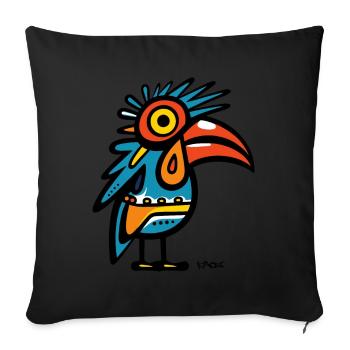 Oiseau Pop Art Moderne - Housse de coussin décorative 45 x 45 cm - noir - Devant