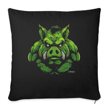 Bulk, the green monster muscle pig - Sofa pillowcase 17,3'' x 17,3'' (45 x 45 cm) - black - Front