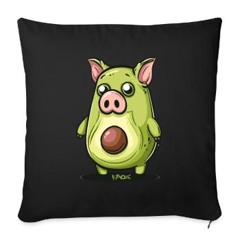 Cartoon of a funny cute avocado pig - Sofa pillowcase 17,3'' x 17,3'' (45 x 45 cm) - black - Front