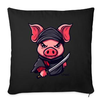 Ninja Pig - Sofa pillowcase 17,3'' x 17,3'' (45 x 45 cm) - black - Front