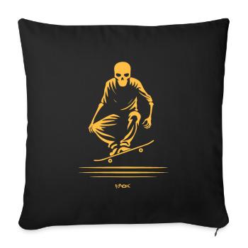 Skeleton Skull Skateboard - Sofa pillowcase 17,3'' x 17,3'' (45 x 45 cm) - black - Front