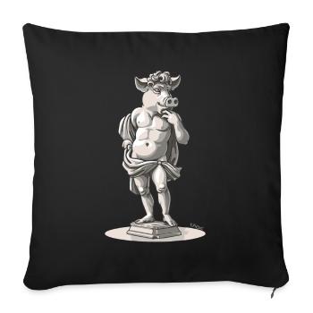 Greek Italian Florence David Pig - Sofa pillowcase 17,3'' x 17,3'' (45 x 45 cm) - black - Front