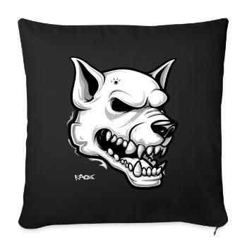 White Dog Skull Skull - Sofa pillowcase 17,3'' x 17,3'' (45 x 45 cm) - black - Front