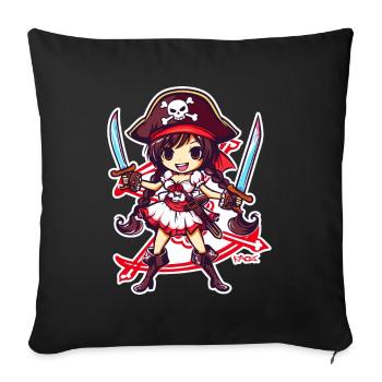 Anime Fille Pirate - Housse de coussin décorative 45 x 45 cm - noir - Devant