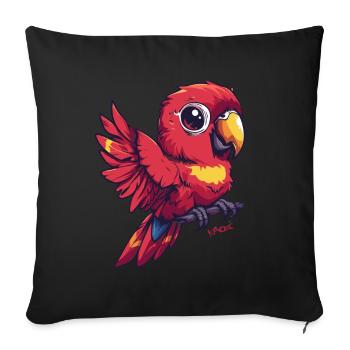 Super cute parrot - Sofa pillowcase 17,3'' x 17,3'' (45 x 45 cm) - black - Front