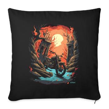 Midnight biker motorcycle - Sofa pillowcase 17,3'' x 17,3'' (45 x 45 cm) - black - Front