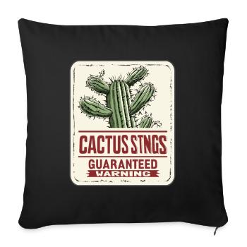 Cactus Stings Guaranteed: Warning! - Sofa pillowcase 17,3'' x 17,3'' (45 x 45 cm) - black - Front