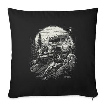 4x4 off-road adventure - Sofa pillowcase 17,3'' x 17,3'' (45 x 45 cm) - black - Front