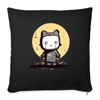 Le chat de lune de dessin animé abstrait - Housse de coussin décorative 45 x 45 cm - noir - Devant