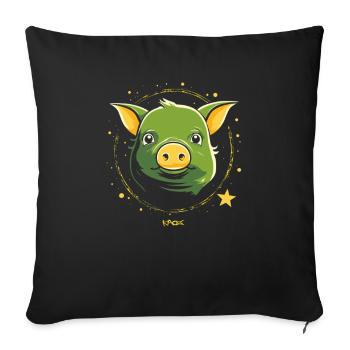 Cochon d'espace vert mignon - Housse de coussin décorative 45 x 45 cm - noir - Devant