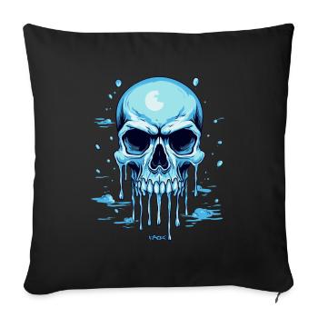 A blue melting skull - Sofa pillowcase 17,3'' x 17,3'' (45 x 45 cm) - black - Front