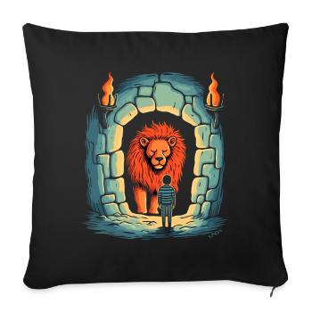 The Quiet, Friendly Dungeon Lion with Friend - Sofa pillowcase 17,3'' x 17,3'' (45 x 45 cm) - black - Front