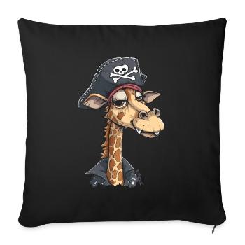 Great Fun: Smiling Pirate Giraffe - Sofa pillowcase 17,3'' x 17,3'' (45 x 45 cm) - black - Front
