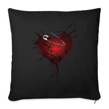 Cracks Heart and Safety Pins Gift - Sofa pillowcase 17,3'' x 17,3'' (45 x 45 cm) - black - Front