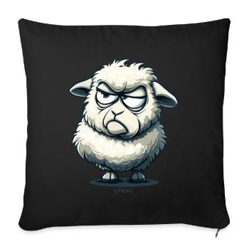 An annoyed cartoon sheep - Sofa pillowcase 17,3'' x 17,3'' (45 x 45 cm) - black - Front