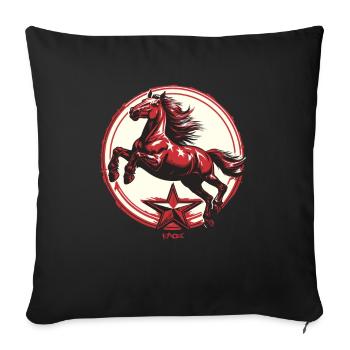 Roter Stern Propaganda Pferd - Sofakissenbezug 45 x 45 cm - Schwarz - Vorne