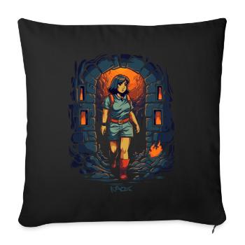 Explore the dungeon with Dora - Sofa pillowcase 17,3'' x 17,3'' (45 x 45 cm) - black - Front