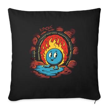 Boule de dessin animé rétro coquine dans un donjon brûlant - Housse de coussin décorative 45 x 45 cm - noir - Devant